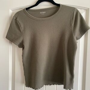 Old Navy Olive Waffle Knit Short Sleeve Tee